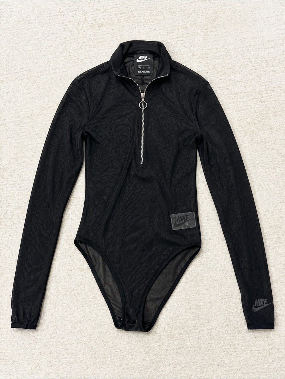 Nike Black Long-Sleeve Zip-Up Bodysuit